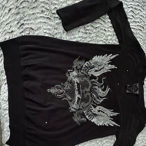 3/4 sleeve embellished Guess top